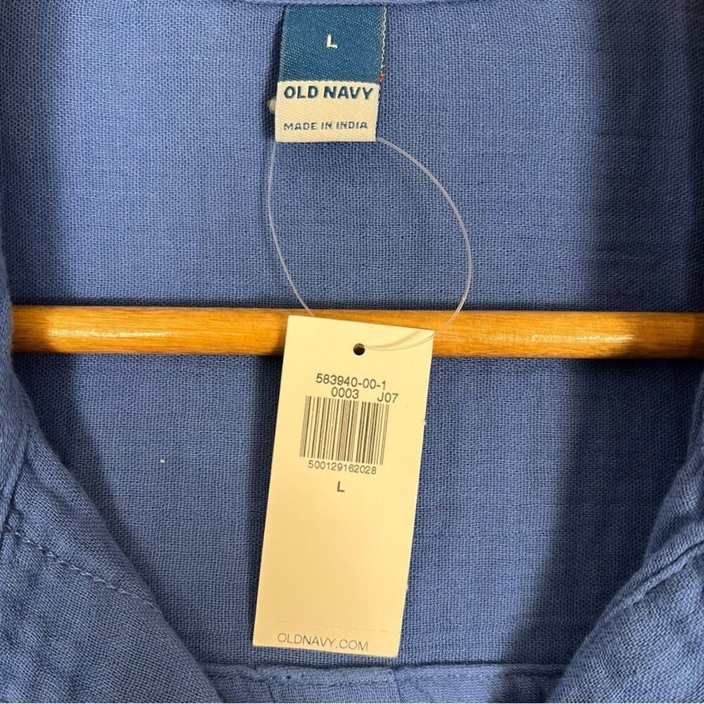 Old Navy Slubbed Cotton Oversized Button Diwn Tunic Top Womens Large NWT Relaxed - Picture 4 of 8